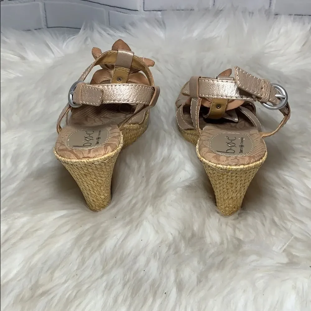 Born Gold Leather Slingback‎ Espadrilles Sz 6